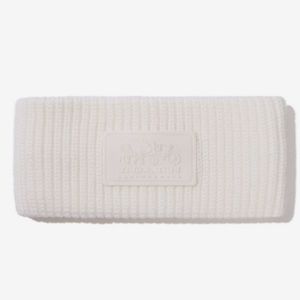Coach Cable Knit Winter Headband With Rubber Patch Cream White Neutral